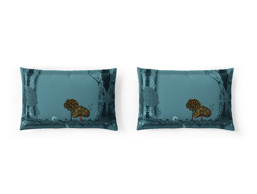 Rangana Digital 100% Cotton Large Bedsheet, 300 TC, Ornate, Light Aqua