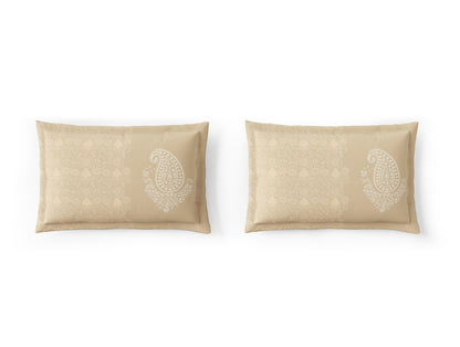 Rangana Digital 100% Cotton Large Bedsheet, 300 TC, Ornate, Light Taupe