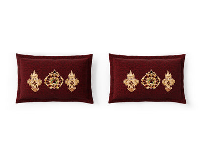 Rangana Digital 100% Cotton Large Bedsheet, 300 TC, Ornate, Dark Red