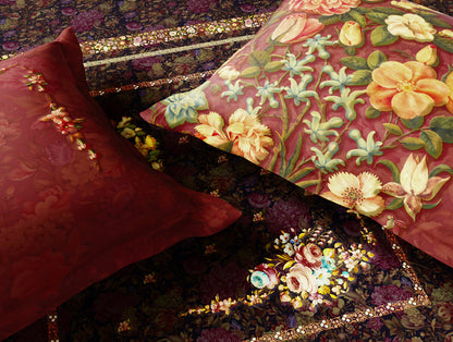 Rangana Digital 100% Cotton Large Bedsheet, 300 TC, Floral, Orange