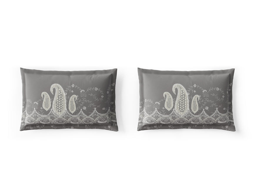 Rangana Digital 100% Cotton Large Bedsheet, 300 TC, Ornate, Grey