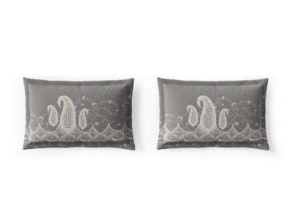 Rangana Digital 100% Cotton Large Bedsheet, 300 TC, Ornate, Grey