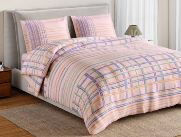Essentials 100% Cotton Large Bedsheet, 144 TC, Geometric, Light Blush