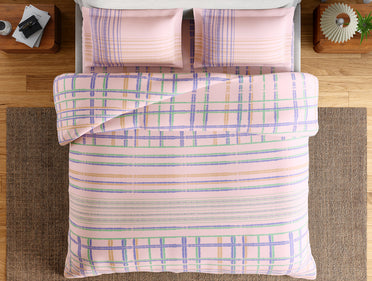 Essentials 100% Cotton Large Bedsheet, 144 TC, Geometric, Light Blush