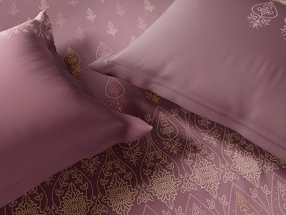 Essentials 100% Cotton Large Bedsheet, 144 TC, Ornate, Dark Blush