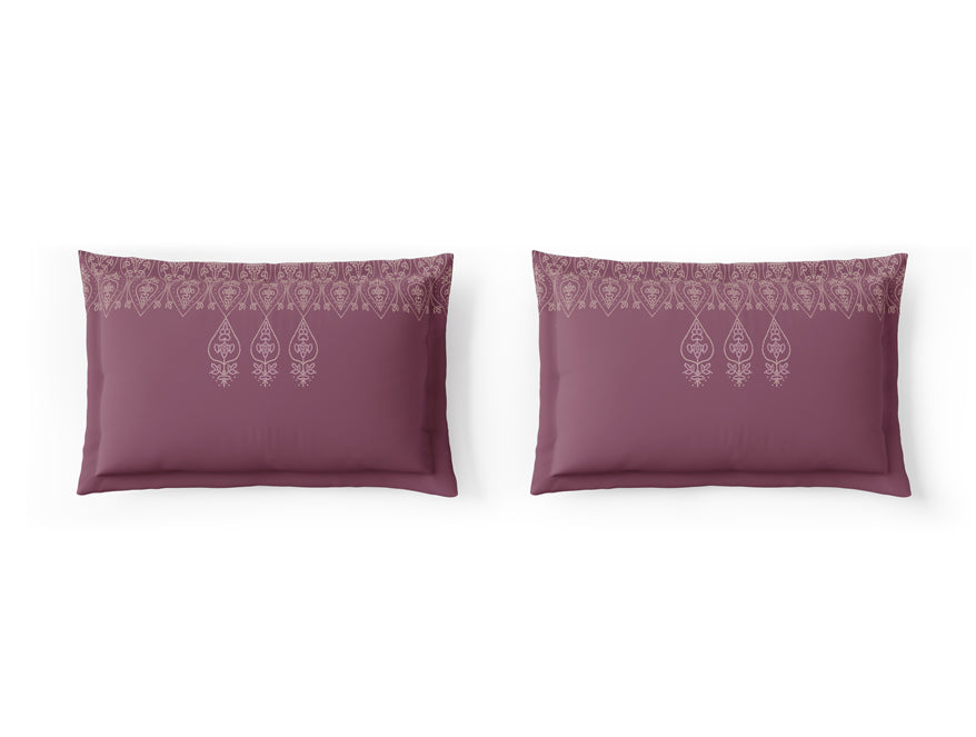 Essentials 100% Cotton Large Bedsheet, 144 TC, Ornate, Dark Blush