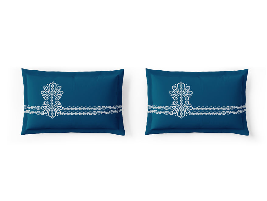 Essentials 100% Cotton Large Bedsheet, 144 TC, Ornate, Dark Teal