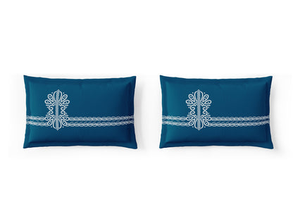 Essentials 100% Cotton Large Bedsheet, 144 TC, Ornate, Dark Teal