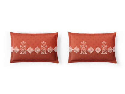 Essentials 100% Cotton Large Bedsheet, 144 TC, Ornate, Rust