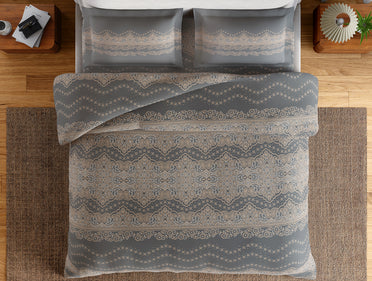 Essentials 100% Cotton Large Bedsheet, 144 TC, Ornate, Dark Grey