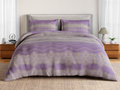 Essentials 100% Cotton Large Bedsheet, 144 TC, Ornate, Violet