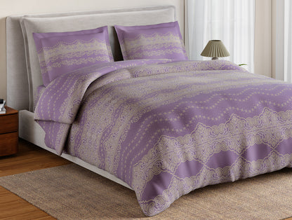 Essentials 100% Cotton Large Bedsheet, 144 TC, Ornate, Violet