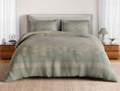 Essentials 100% Cotton Large Bedsheet, 144 TC, Ornate, Light Grey