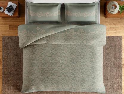 Essentials 100% Cotton Large Bedsheet, 144 TC, Ornate, Light Grey