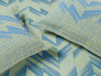 Essentials 100% Cotton Large Bedsheet, 144 TC, Geometric, Light Blue