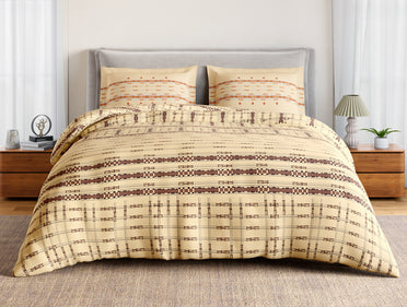 Essentials Aw25 144 100% Cotton Large Bedsheet, 144 TC, Geometric, Beige