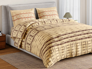 Essentials Aw25 144 100% Cotton Large Bedsheet, 144 TC, Geometric, Beige
