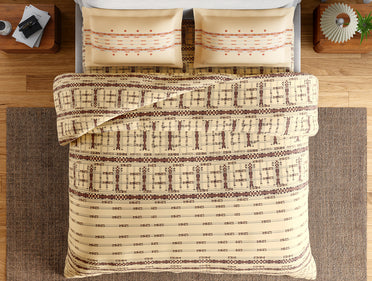 Essentials Aw25 144 100% Cotton Large Bedsheet, 144 TC, Geometric, Beige