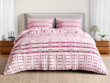 Essentials Aw25 144 100% Cotton Large Bedsheet, 144 TC, Geometric, Light Pink