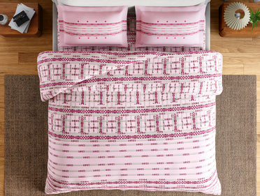 Essentials Aw25 144 100% Cotton Large Bedsheet, 144 TC, Geometric, Light Pink