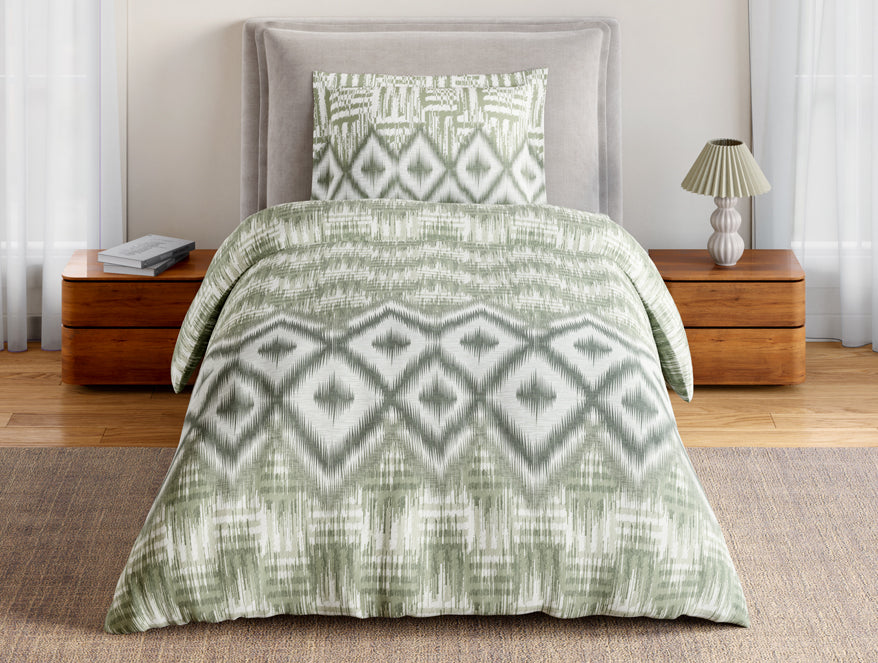 Essentials 100% Cotton Single Bedsheet, 144 TC, Geometric, Rust