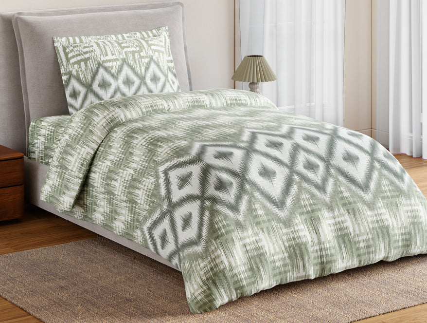 Essentials 100% Cotton Single Bedsheet, 144 TC, Geometric, Rust