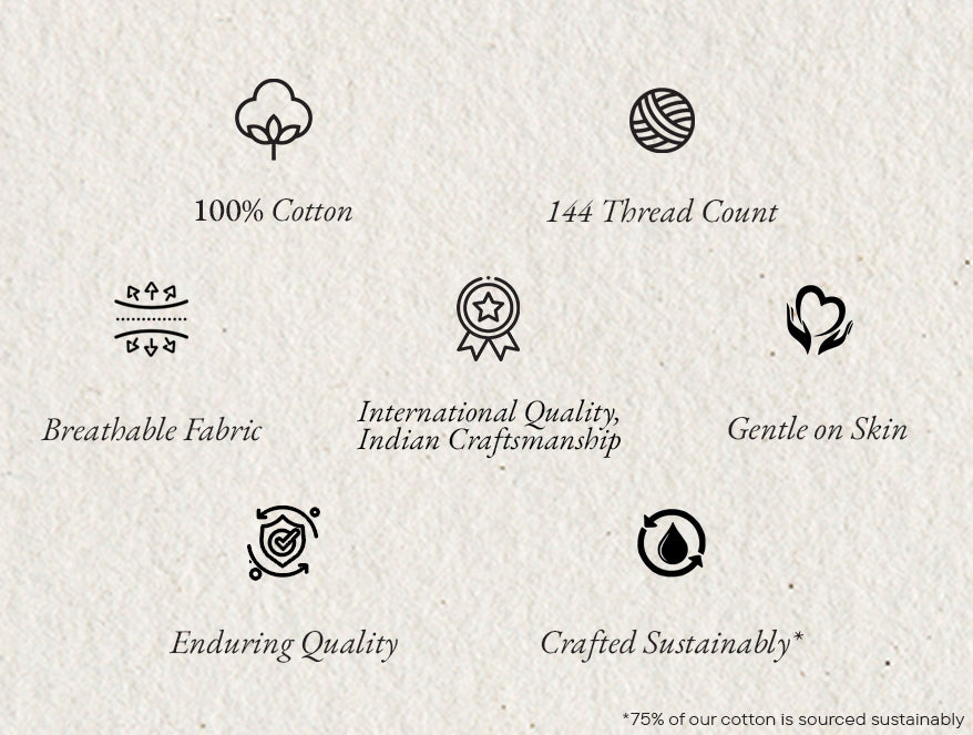 Essentials 100% Cotton Single Bedsheet, 144 TC, Geometric, Rust