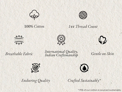 Essentials 100% Cotton Single Bedsheet, 144 TC, Geometric, Rust