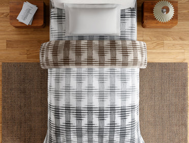 Essentials 100% Cotton Single Quilt, 144 TC, Geometric, Light Grey