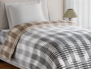 Essentials 100% Cotton Single Quilt, 144 TC, Geometric, Light Grey
