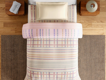 Essentials 100% Cotton Single Quilt, 144 TC, Geometric, Light Taupe