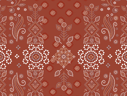 Essentials 100% Cotton Single Quilt, 144 TC, Ornate, Rust