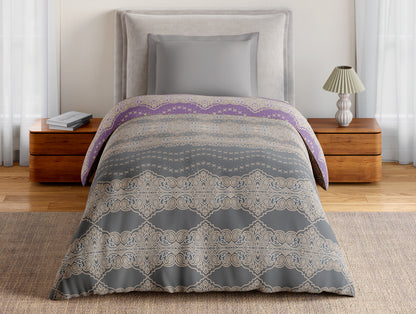 Essentials 100% Cotton Single Quilt, 144 TC, Ornate, Dark Grey