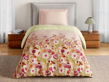 Essentials 100% Cotton Single Quilt, 144 TC, Floral, Blush