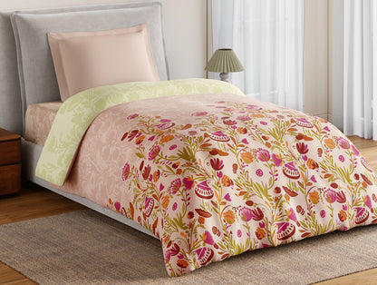 Essentials 100% Cotton Single Quilt, 144 TC, Floral, Blush