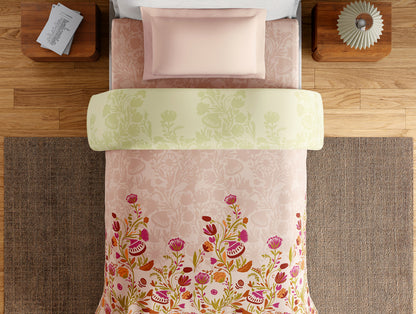 Essentials 100% Cotton Single Quilt, 144 TC, Floral, Blush
