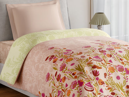 Essentials 100% Cotton Single Quilt, 144 TC, Floral, Blush