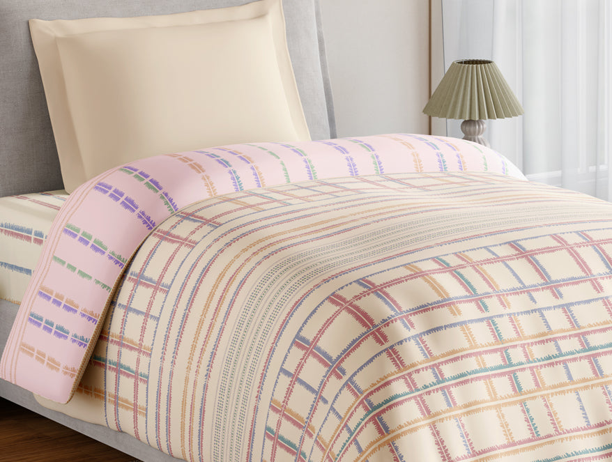 Essentials 100% Cotton Single Quilt, 144 TC, Geometric, Light Taupe