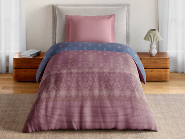 Essentials 100% Cotton Single Quilt, 144 TC, Ornate, Dark Blush