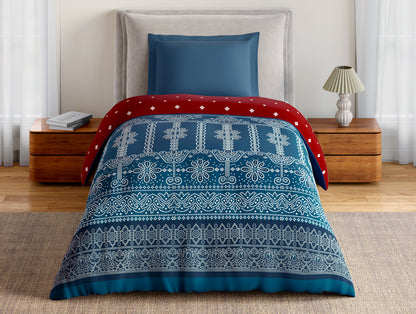 Essentials 100% Cotton Single Quilt, 144 TC, Ornate, Dark Teal