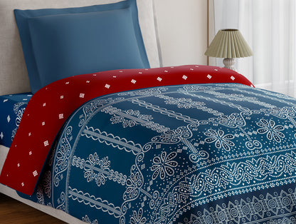 Essentials 100% Cotton Single Quilt, 144 TC, Ornate, Dark Teal