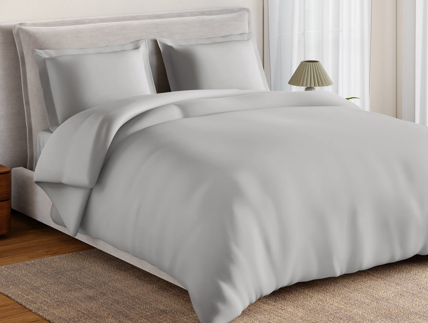 Essentials 100% Cotton Large Bedsheet, 170 TC, Solid, Light Grey