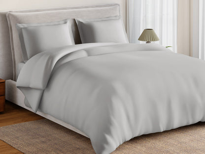 Essentials 100% Cotton Large Bedsheet, 170 TC, Solid, Light Grey