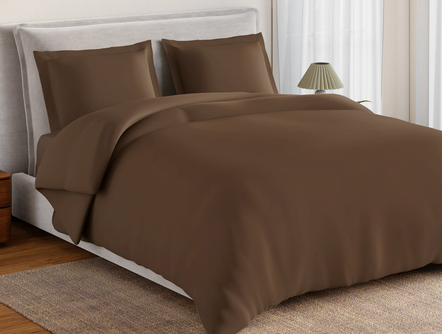 Essentials 100% Cotton Large Bedsheet, 170 TC, Solid, Dark Brown