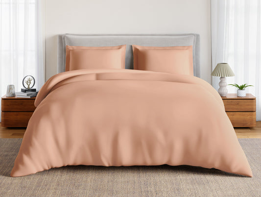 Essentials 100% Cotton Large Bedsheet, 170 TC, Solid, Light Orange