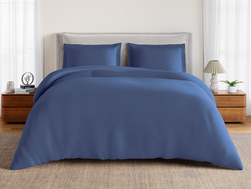 Essentials 100% Cotton Large Bedsheet, 170 TC, Solid, Dark Blue
