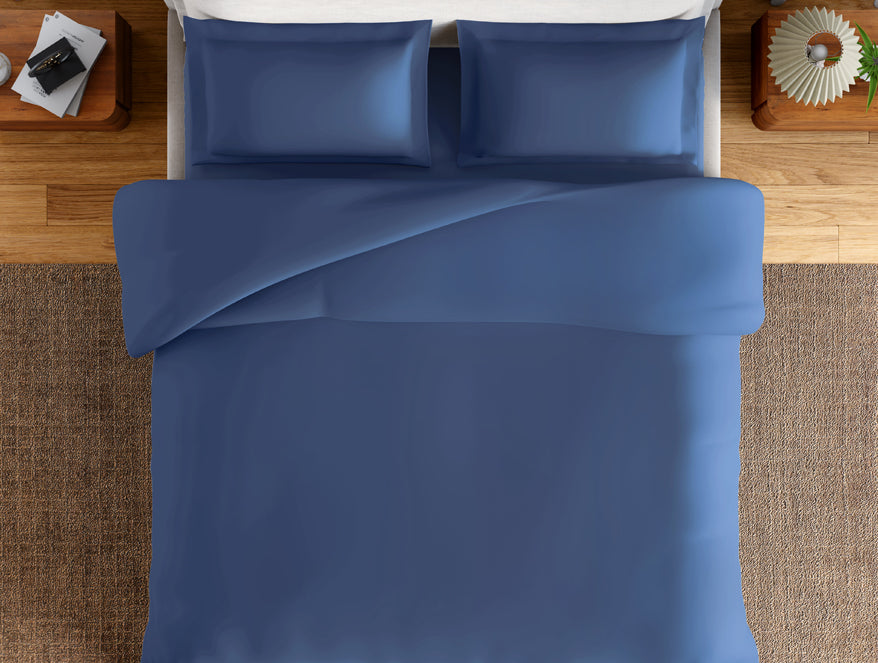 Essentials 100% Cotton Large Bedsheet, 170 TC, Solid, Dark Blue