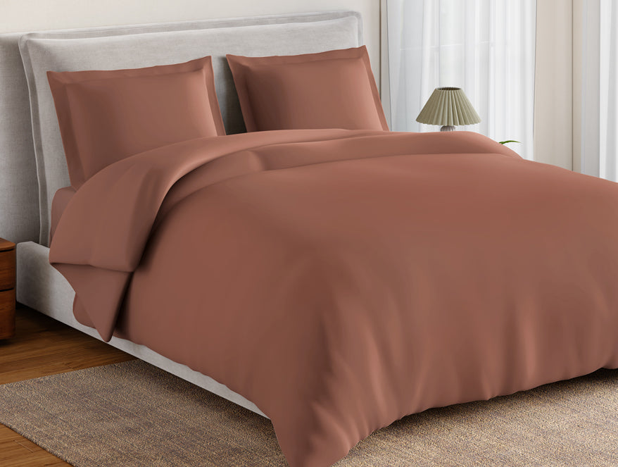 Essentials 100% Cotton Large Bedsheet, 170 TC, Solid, Light Brown