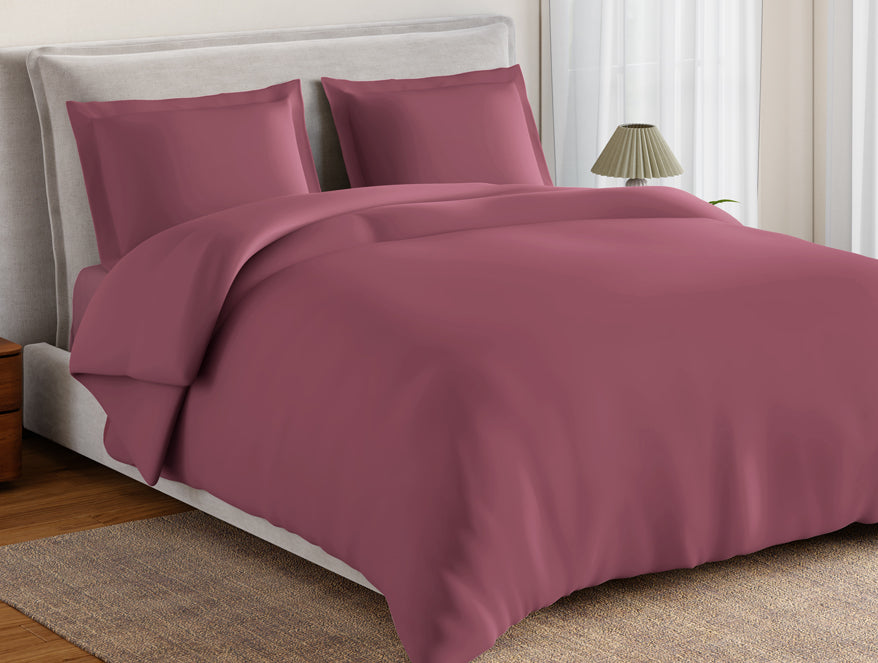 Essentials 100% Cotton Large Bedsheet, 170 TC, Solid, Dark Pink