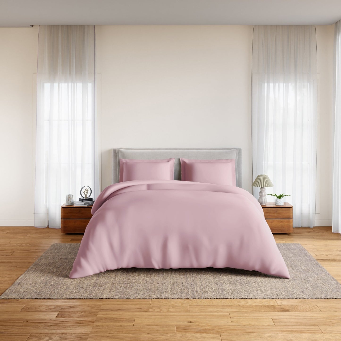 Essentials 100% Cotton Fitted King Bedsheet, 170 TC, Solid, Blush